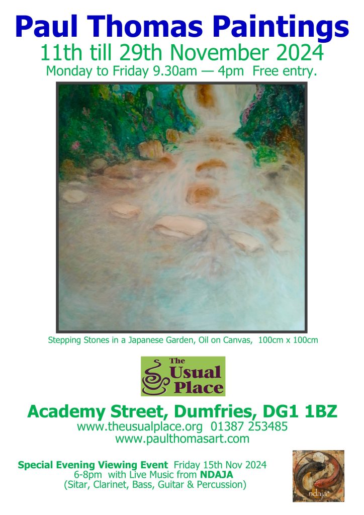 Exhibition Poster Paul Thomas Paintings 11th-29th November 2024 at The Usual Place during normal opening hours