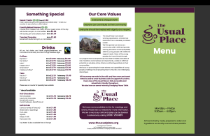 Image of The Usual Place Cafe Menu. Click for pdf